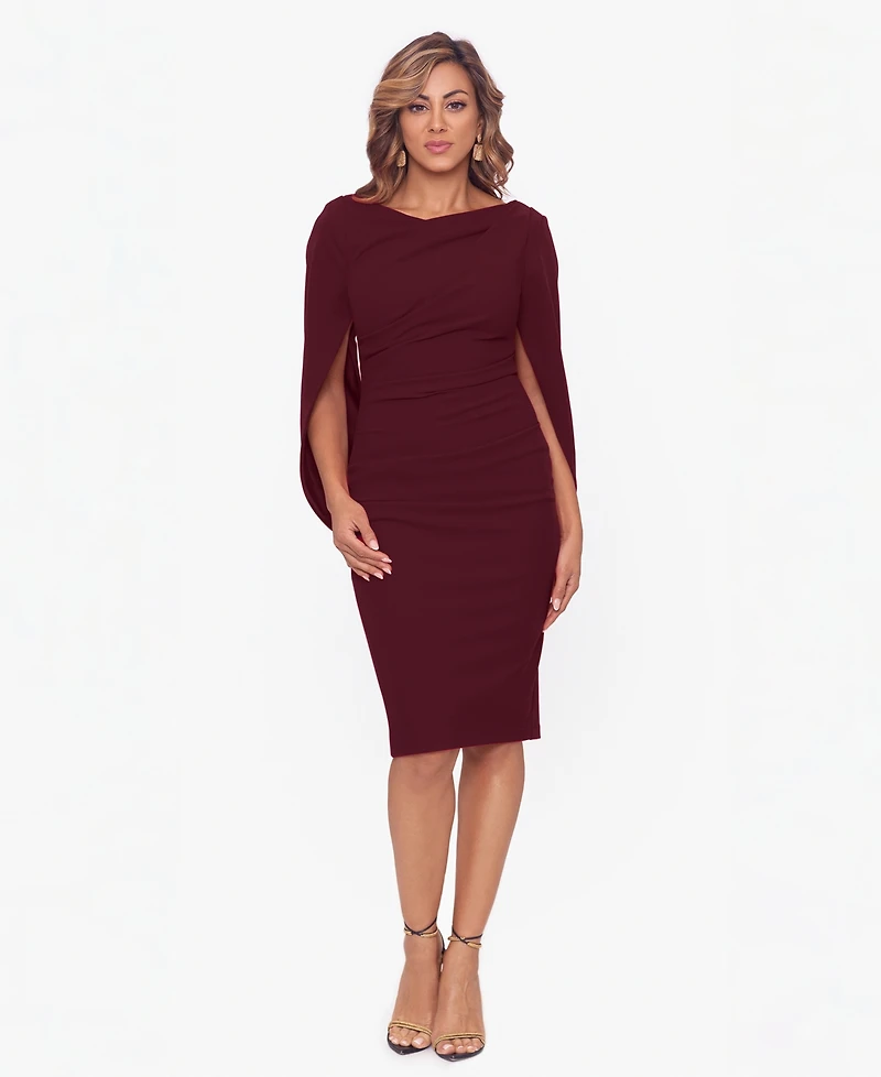 Betsy & Adam Petite Drape-Design Boat Neck Sheath Dress