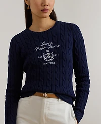 Lauren Ralph Lauren Petite Embroidered-Crest Crewneck Sweater