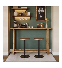 Tribesigns 63" Long Bar Table, Solid Wood Pub Table with Footrest