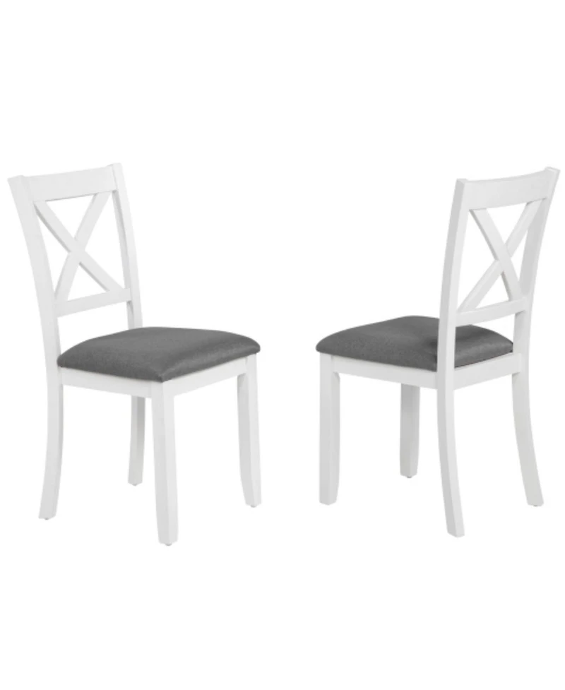 Maison Boucle 5-Piece Dining Table Set for 4 with Upholstered Chairs, White Frame Grey Top Table Set for Kitchen or Small Apartment-