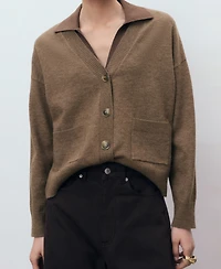 Mango Women's Pockets V-Neck Cardigan