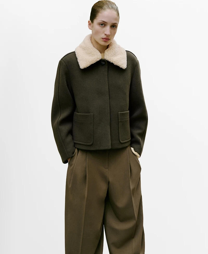 Mango Women's Wide-Leg Mid-Rise Pleated Pants