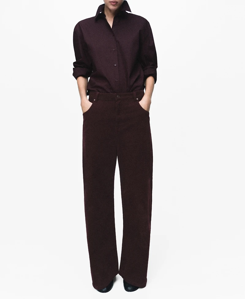 Mango Women's Wide-Leg Corduroy Jeans