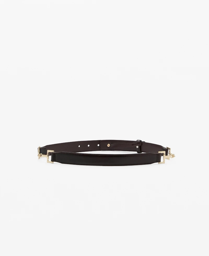 Mango Women's Metallic Detail Leather Belt