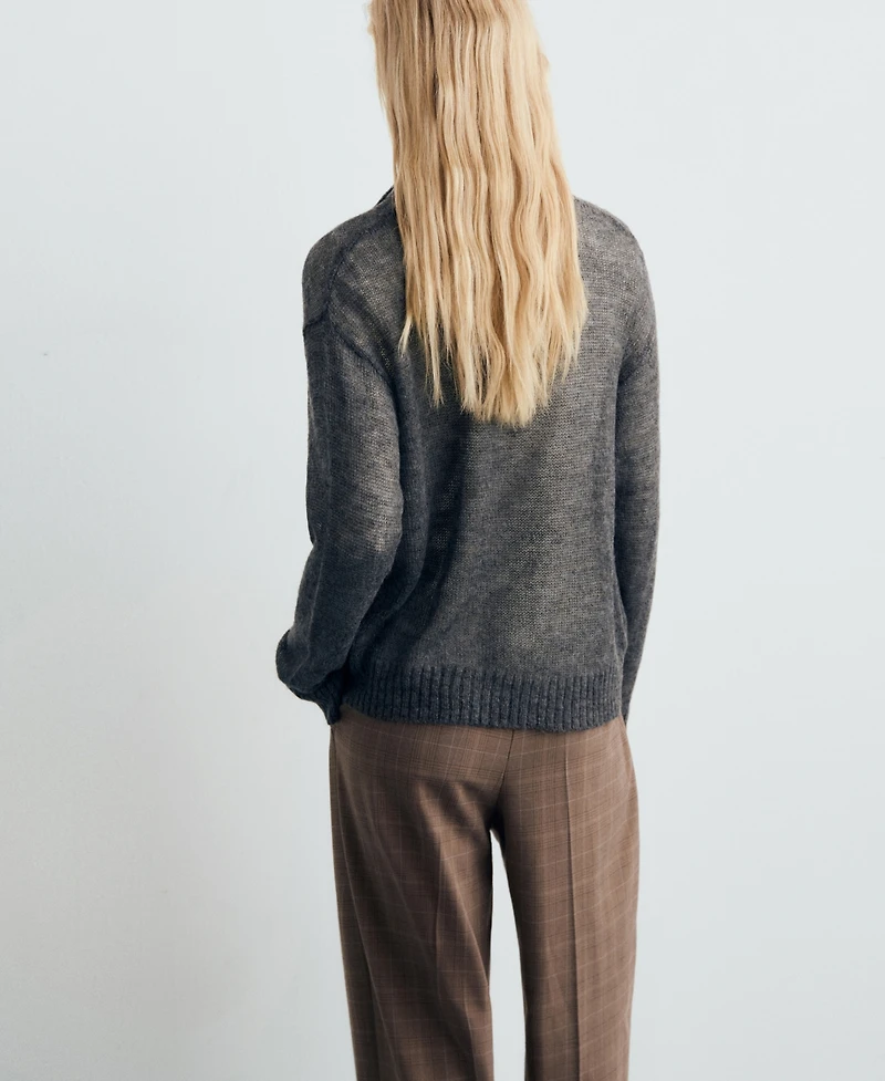 Mango Women's Semi-Transparent Polo-Neck Sweater