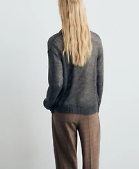 Mango Women's Semi-Transparent Polo-Neck Sweater