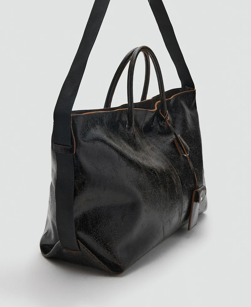 Mango Women's Charms Maxi Shopper Leather Bag