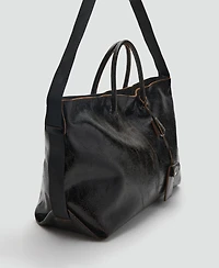 Mango Women's Charms Maxi Shopper Leather Bag