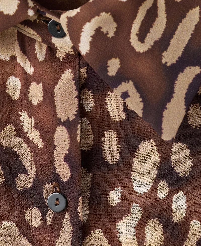 Mango Women's Leopard-Print Belt Shirt Dress