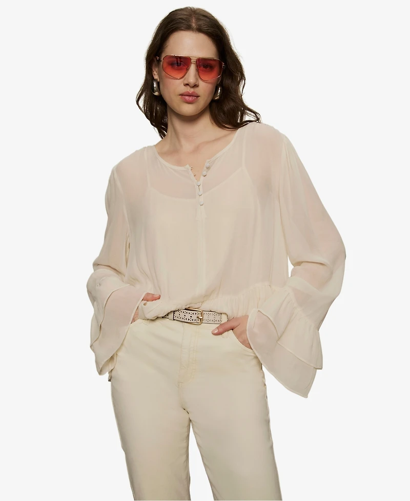 Sanctuary Women's Ruffled Long-Sleeve Blouse