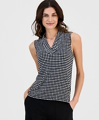 Anne Klein Women's Sleeveless Pleated V-Neck Shell Top