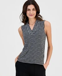 Anne Klein Womens Sleeveless Pleated V Neck Shell Top P Xxs Xxl