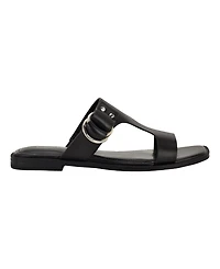Calvin Klein Women's Meritt Leather Flat Slip-On Sandals