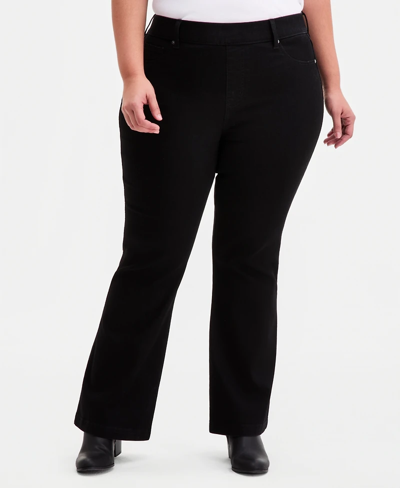 Style & Co Plus Pull-On Shaping High-Rise Bootcut Jeans, Macy's Exclusive
