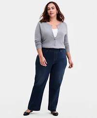 Style & Co Plus Pull-On Shaping High-Rise Wide-Leg Jeans, Macy's Exclusive
