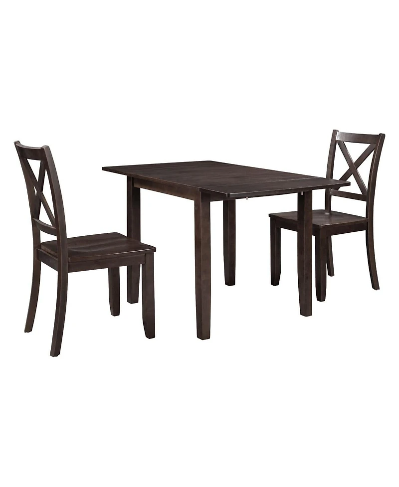 Maison Boucle 3-Piece Folding Dining Set with Drop Leaf Table and 2 Chairs, Space-Saving Kitchen Table Set for Apartment or Breakfast Nook