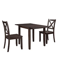 Maison Boucle 3-Piece Folding Dining Set with Drop Leaf Table and 2 Chairs, Space-Saving Kitchen Table Set for Apartment or Breakfast Nook