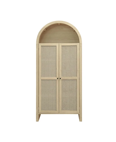Casainc 70.28" Tall Arched Kitchen Pantry with 2 Adjustable Shelves and Rattan Door, Versatile Storage for Kitchen or Dining