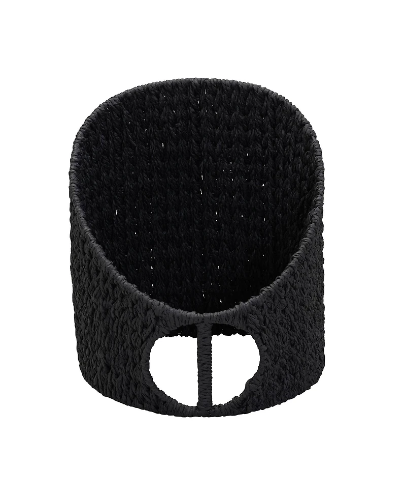 Household Essentials Oval Magazine Rack, Black Paper Rope