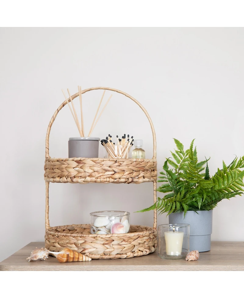 Household Essentials Water Hyacinth 2-Tier Tray, Natural