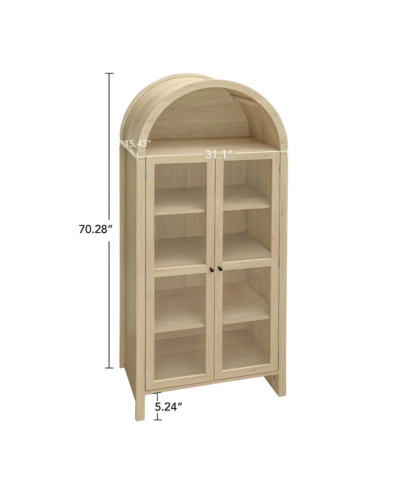 Casainc 70.28" Tall Arched Kitchen Pantry with Adjustable Shelves, Farmhouse Storage Cabinet for Kitchen and Dining Room