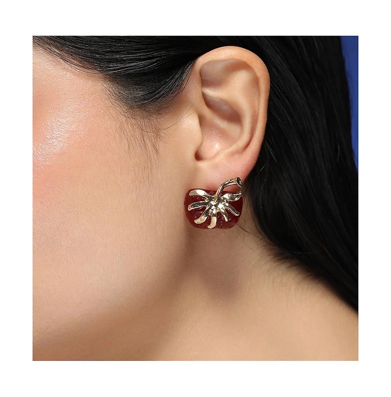 Women's The Strawberry Stud Earrings - Berry Red & California Gold