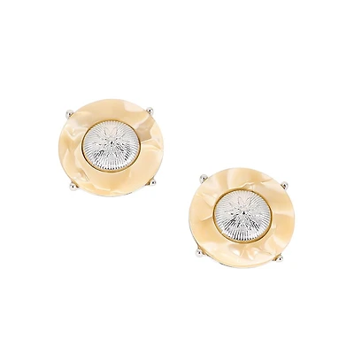 Women's The Tortoiseshell-Medallion Stud Earrings - Metallic Silver