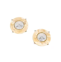 Women's The Tortoiseshell-Medallion Stud Earrings - Metallic Silver