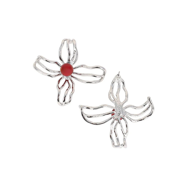 Women's The Arachnid-Flora Statement Earrings - Metallic Silver