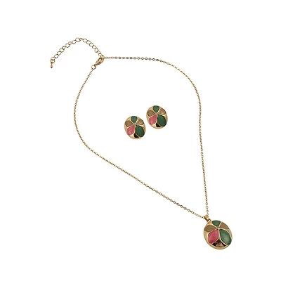 Women's The Enamel-Holly Jewellery Set - California Gold