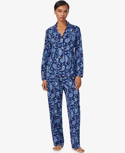 Lauren Ralph Women's Long Sleeve Notch Collar Pant Pajama