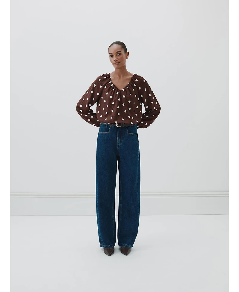 Hush Women's Printed Airflow V Neck Blouse