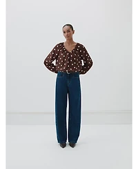 Hush Women's Printed Airflow V Neck Blouse