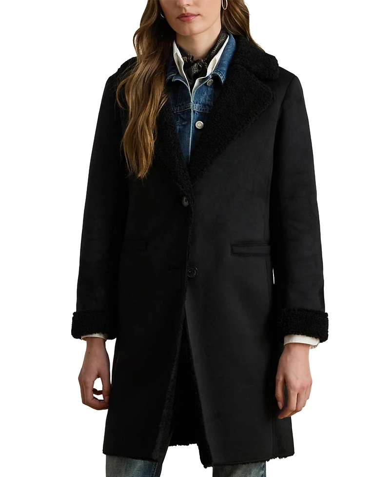 Lauren Ralph Women's Lapel Collar Shearling Jacket