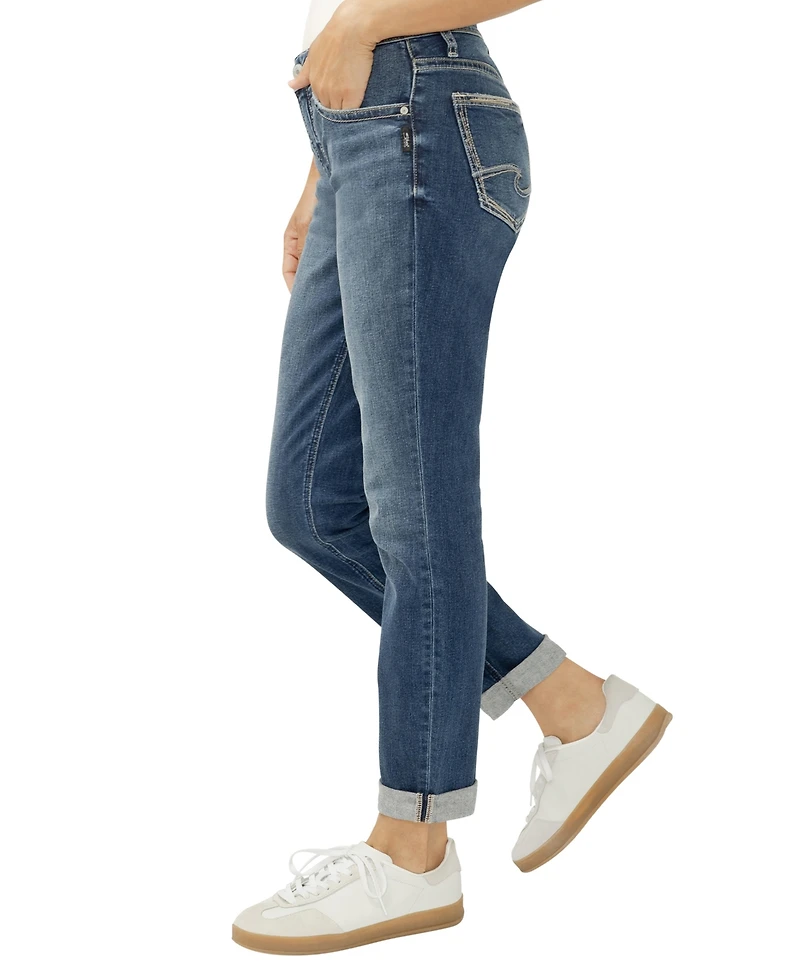 Silver Jeans Co. Women's Boyfriend Mid Rise Slim Leg
