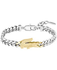 Lacoste Men's Arthor Silver Tone Stainless Steel with Yellow Gold Chain Bracelet