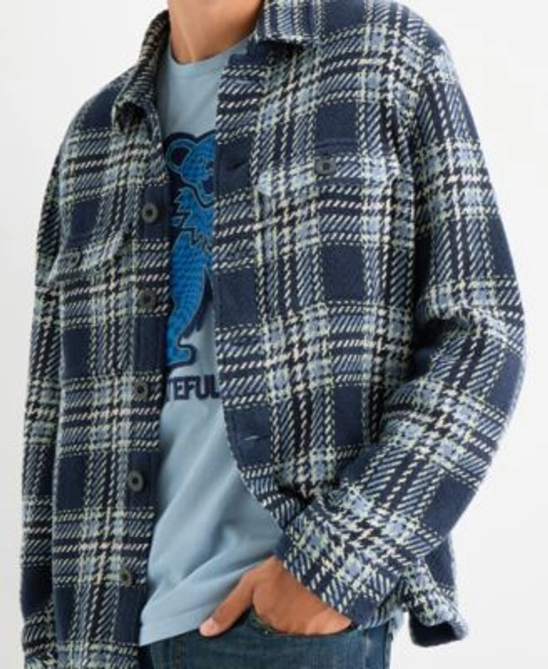 Lucky Brand Mens Twill Shirt Jacket Grateful Dead Bear Short Sleeve T Shirt Paired With 223 Straight Fit Stretch Jeans