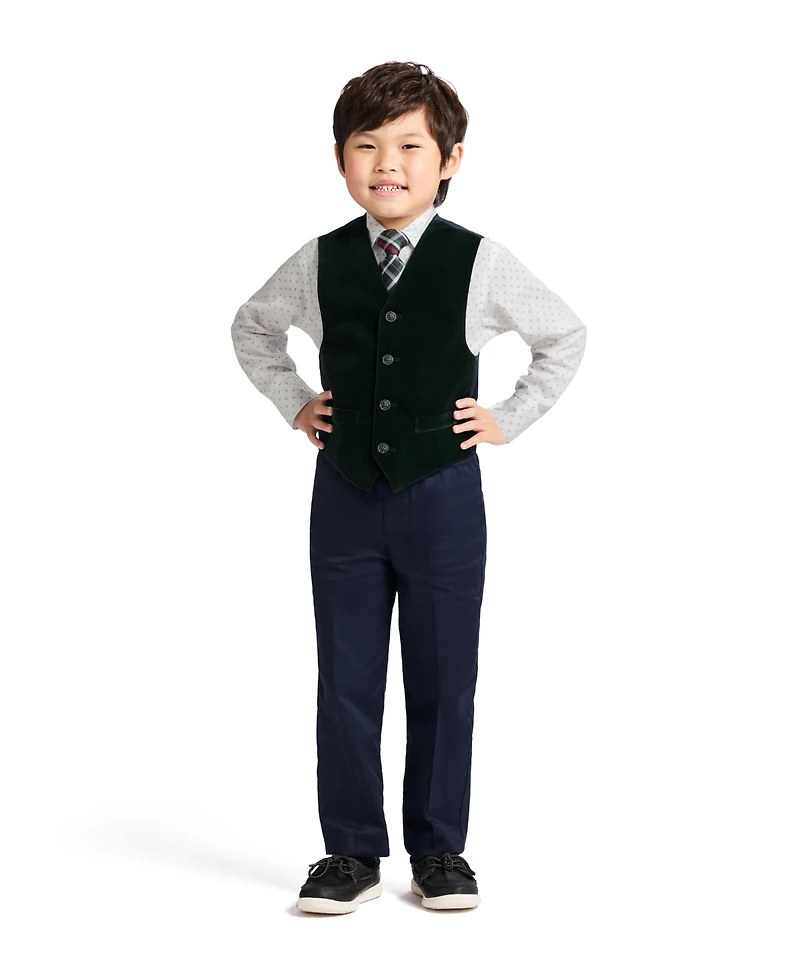 Nautica Boys 2T-7 4-Piece Shirt, Tie, Vest and Pants Set