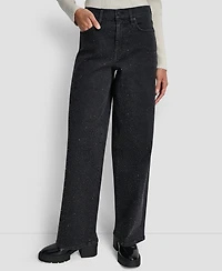 Dkny Jeans Women's Rhinestone High-Rise Wide-Leg