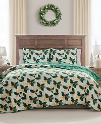 Hallmark Bedding Poinsettia Holiday 3-Pc. Quilt Set