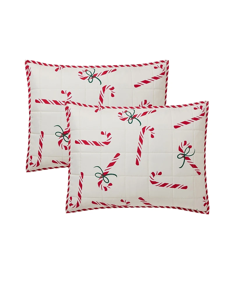Hallmark Bedding Candy Canes Holiday 3-Pc. Quilt Set