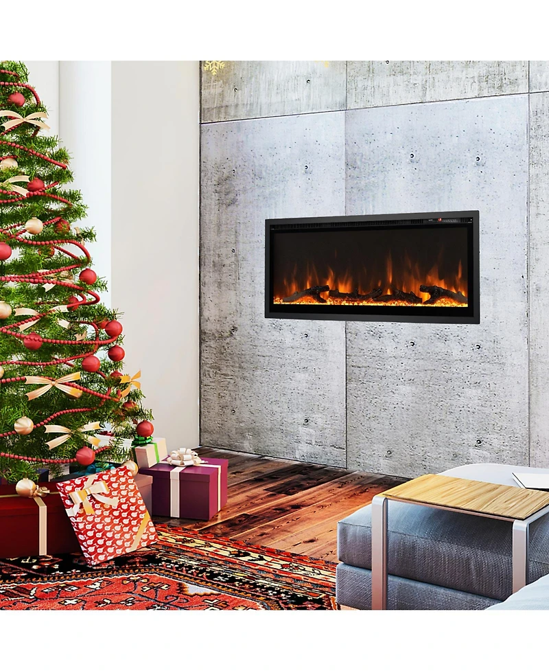 Sugift Electric Fireplace in-Wall Recessed with Remote Control and Adjustable Color and Brightness-42 inches