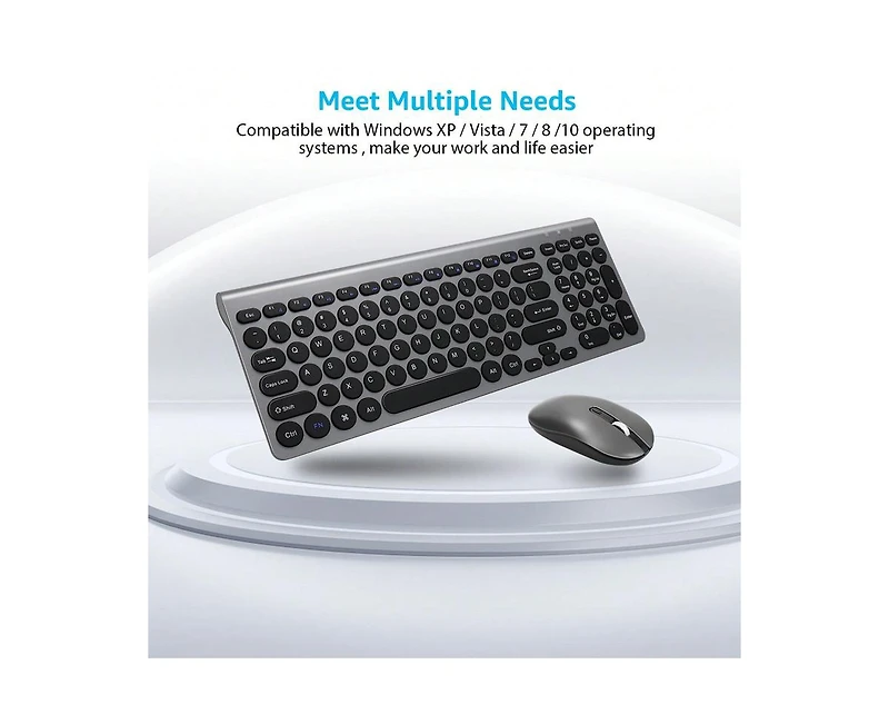 risokeys Wireless Keyboard And Mouse Combo - Wireless Usb Mouse And Computer Keyboard Set, Compact And Silent For Windows Laptop, Desktop, Pc