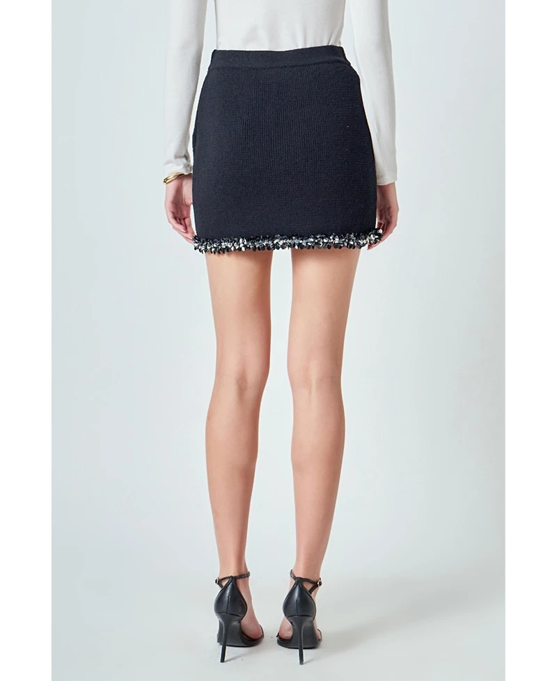 endless rose Women's Jewel Trim Knit mini Skirt