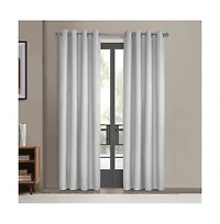 Thermaplus Margot 100% Blackout Subtle Textured Geometric Pattern Grommet Curtain Panel 52" x 84" White