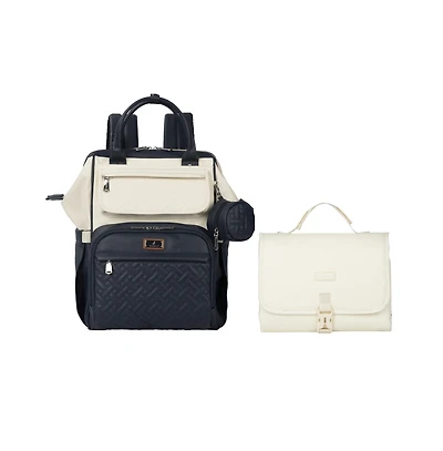 BabbleRoo Kids Diaper Bag Backpack, Spacious & Stylish Leather Faux Changing Pad, Brown