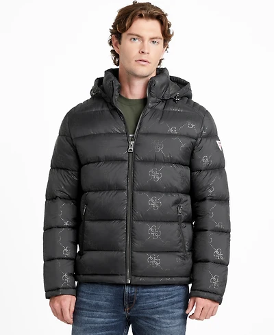 Guess Men's Adam Puffer Jacket with Removable Hood