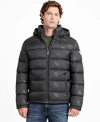 Guess Men's Adam Puffer Jacket with Removable Hood