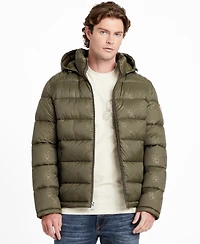 Guess Men's Adam Puffer Jacket with Removable Hood