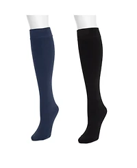 Muk Luks Women's 2 Pack Fleece Lined Knee High Socks